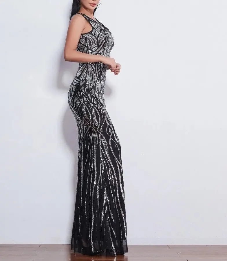 Caily Sleeveless Sequins Evening dress