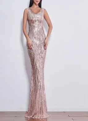 Caily Sleeveless Sequins Evening dress