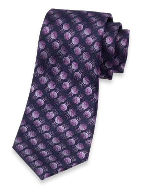 Circles Woven Silk Tie - Purple