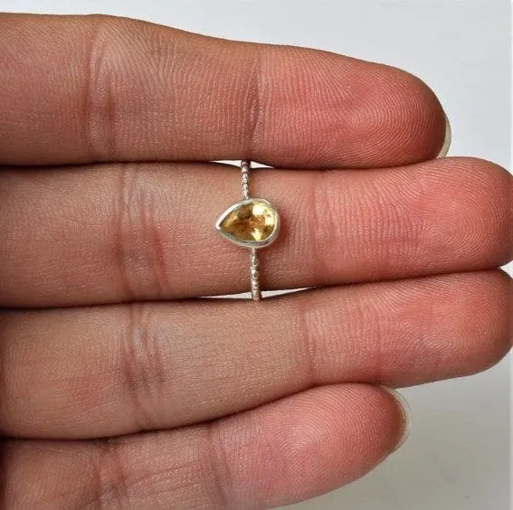 Citrine Pear Shaped 925 Sterling Silver Stylish Handmade Ring