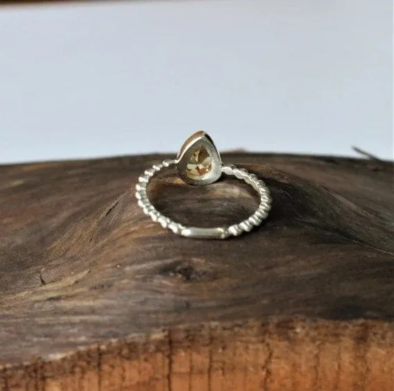 Citrine Pear Shaped 925 Sterling Silver Stylish Handmade Ring