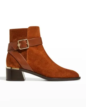 CLARICE45 suede buckle ankle boot