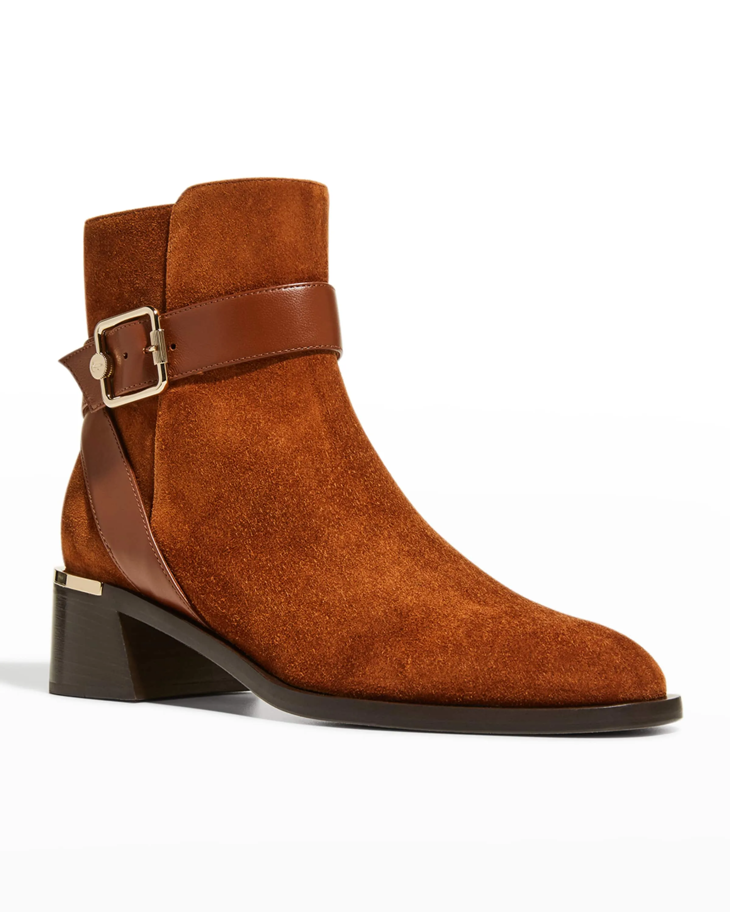 CLARICE45 suede buckle ankle boot