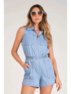 Chic Denim Sleeveless Romper for Effortless Summer Style