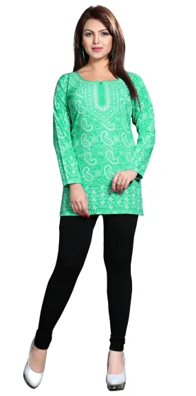 Elegant Green Indian Kurta for Women – Stylish Short Kurti