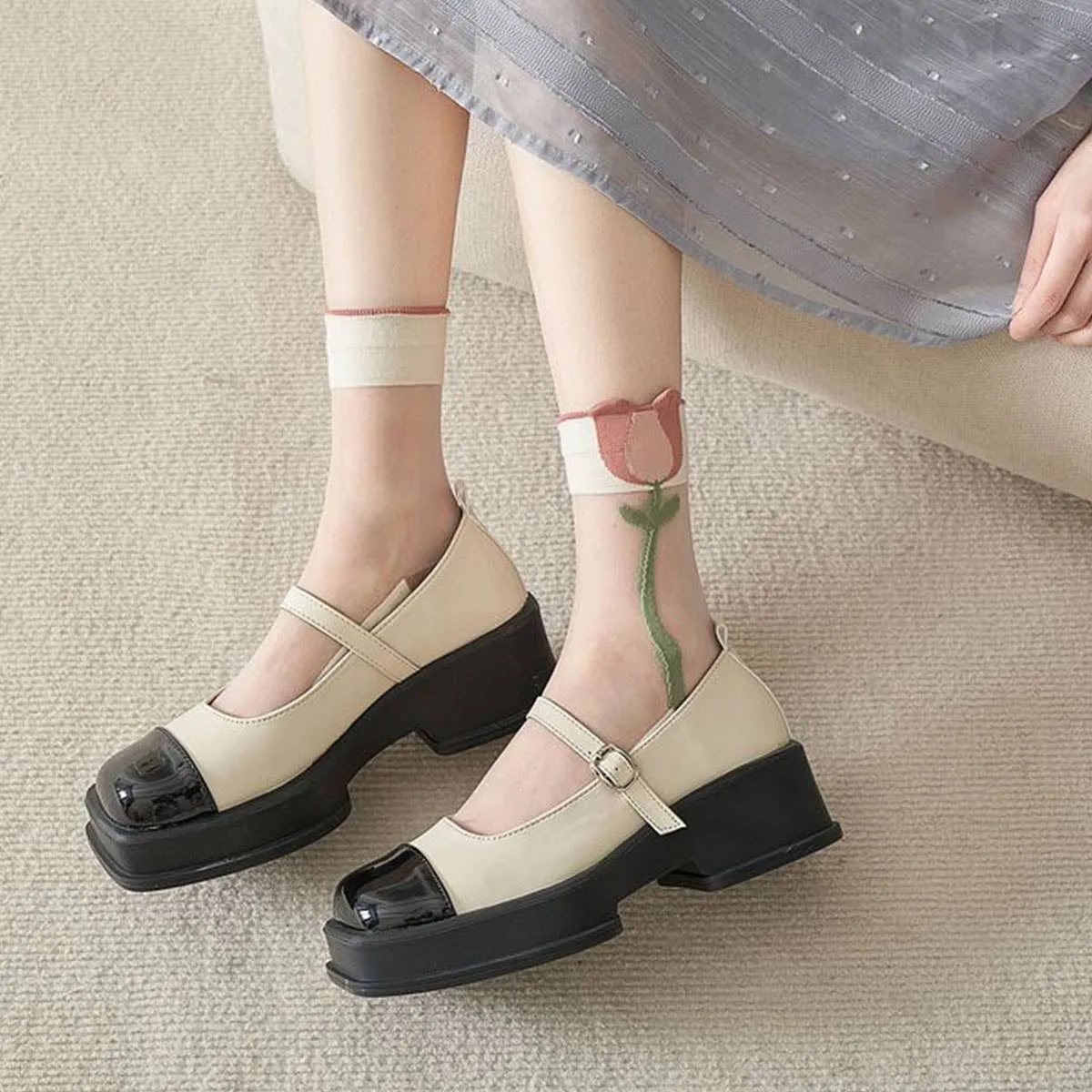 Floral Sheer Socks