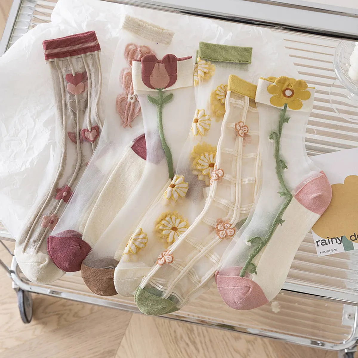 Floral Sheer Socks