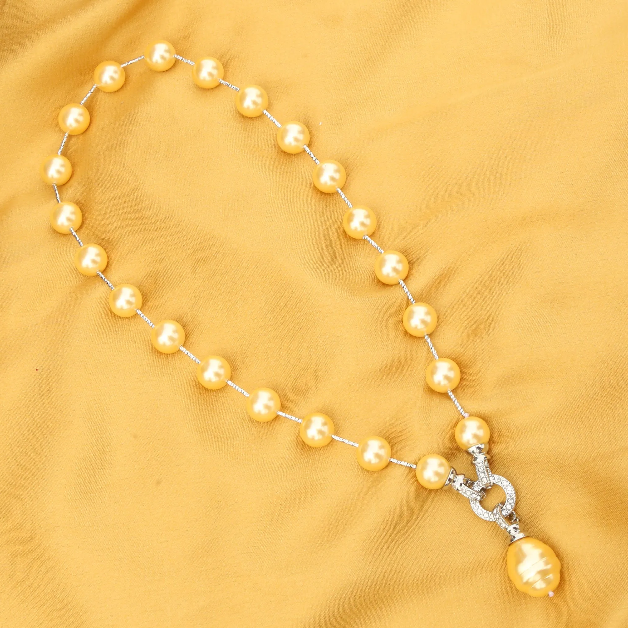 Imeora Stylish Golden Shell Pearl Necklace With Shell Pearl Pendant