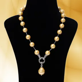 Imeora Stylish Golden Shell Pearl Necklace With Shell Pearl Pendant