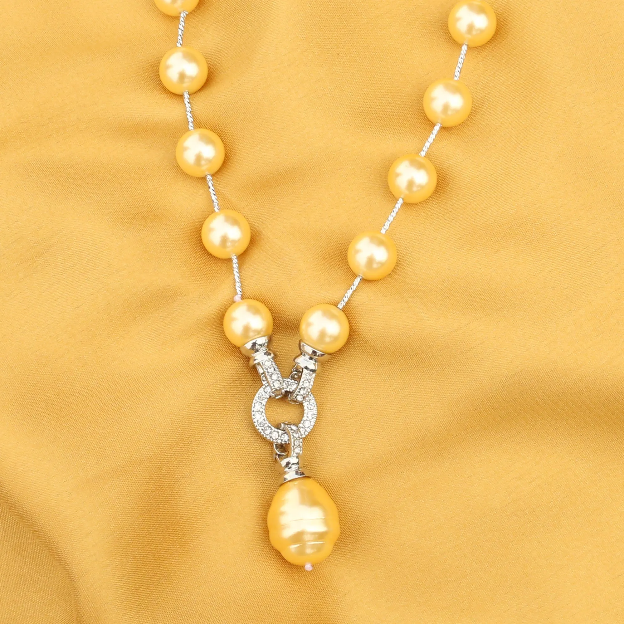 Imeora Stylish Golden Shell Pearl Necklace With Shell Pearl Pendant