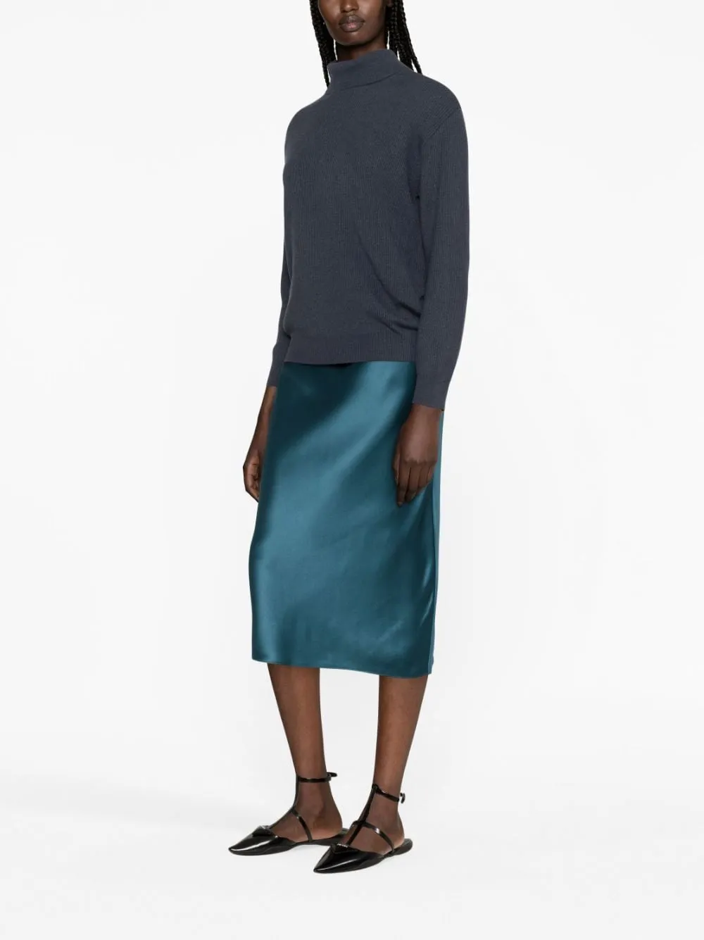 ISAAK SILK MIDI SKIRT