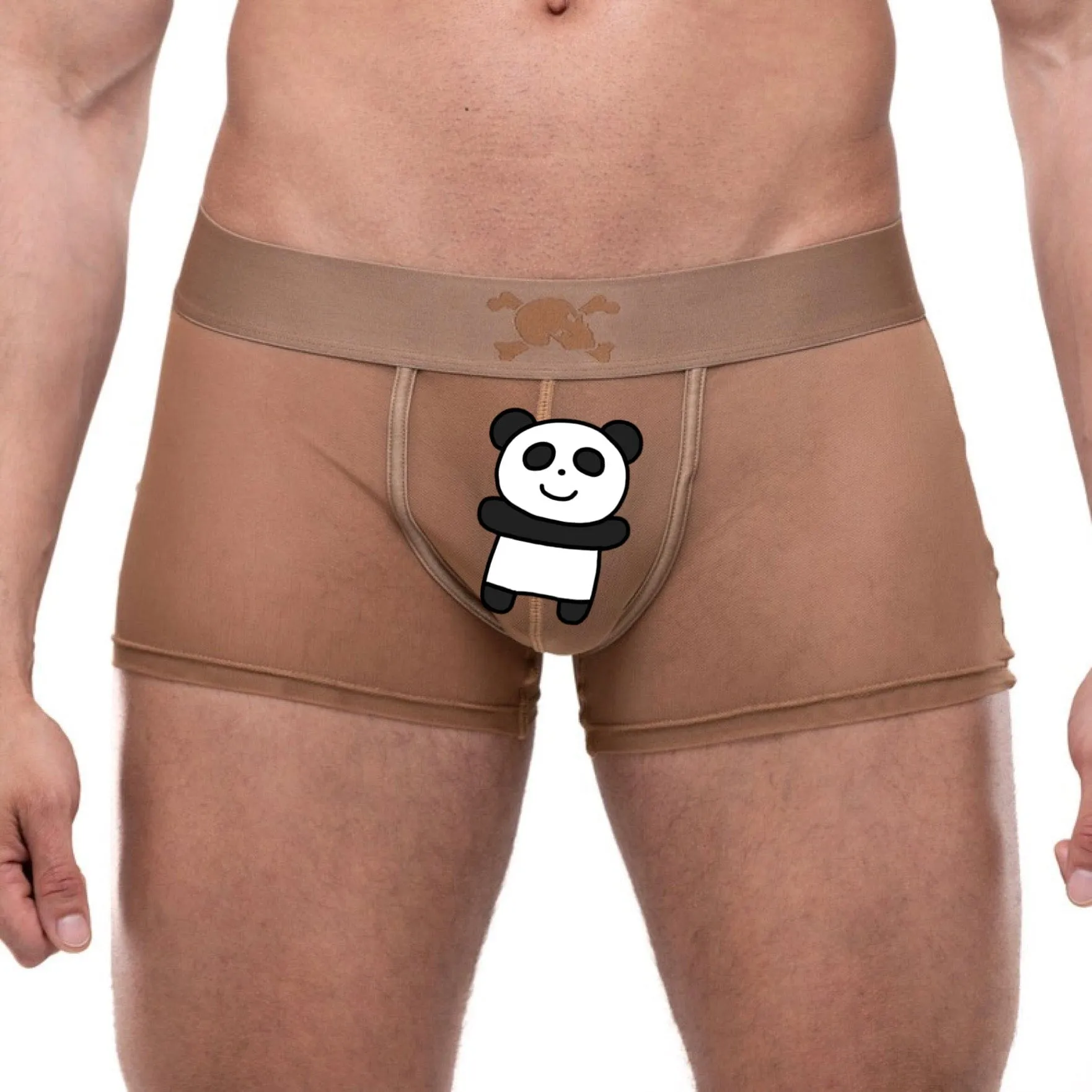 Sheer Mesh Trunk Underwear in Tan