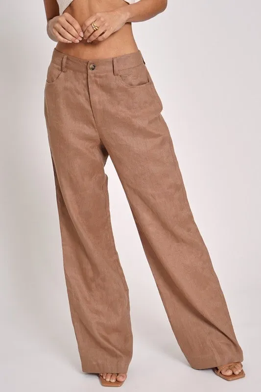 Kelsey, linen pants, brown