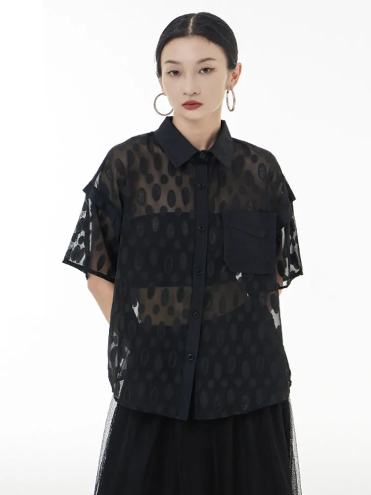 Kozan Sheer Ovals Blouse - Black