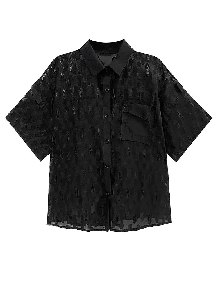 Kozan Sheer Ovals Blouse - Black