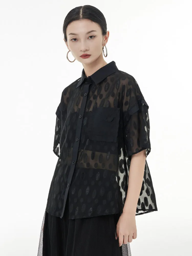 Kozan Sheer Ovals Blouse - Black