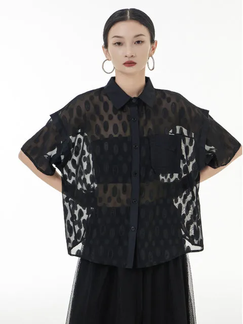 Kozan Sheer Ovals Blouse - Black