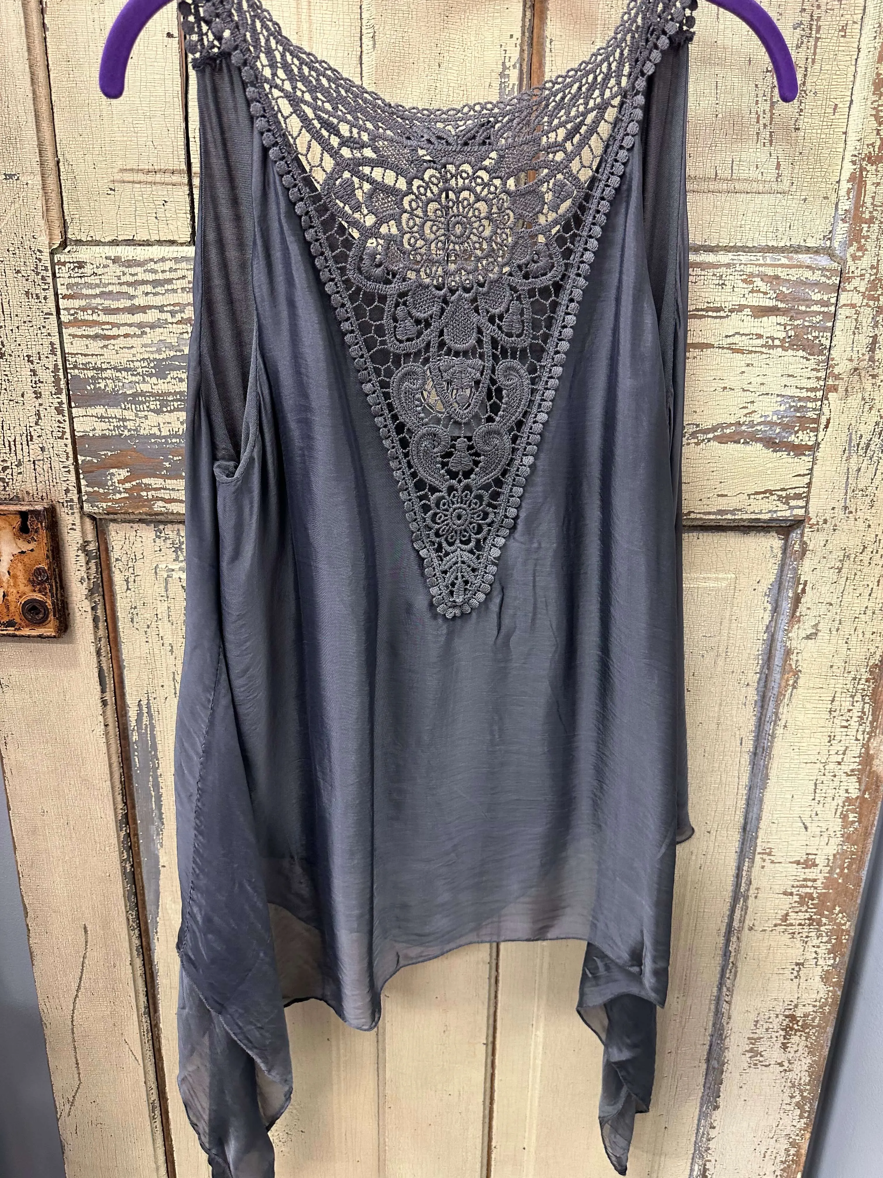 Lace Back Sleeveless