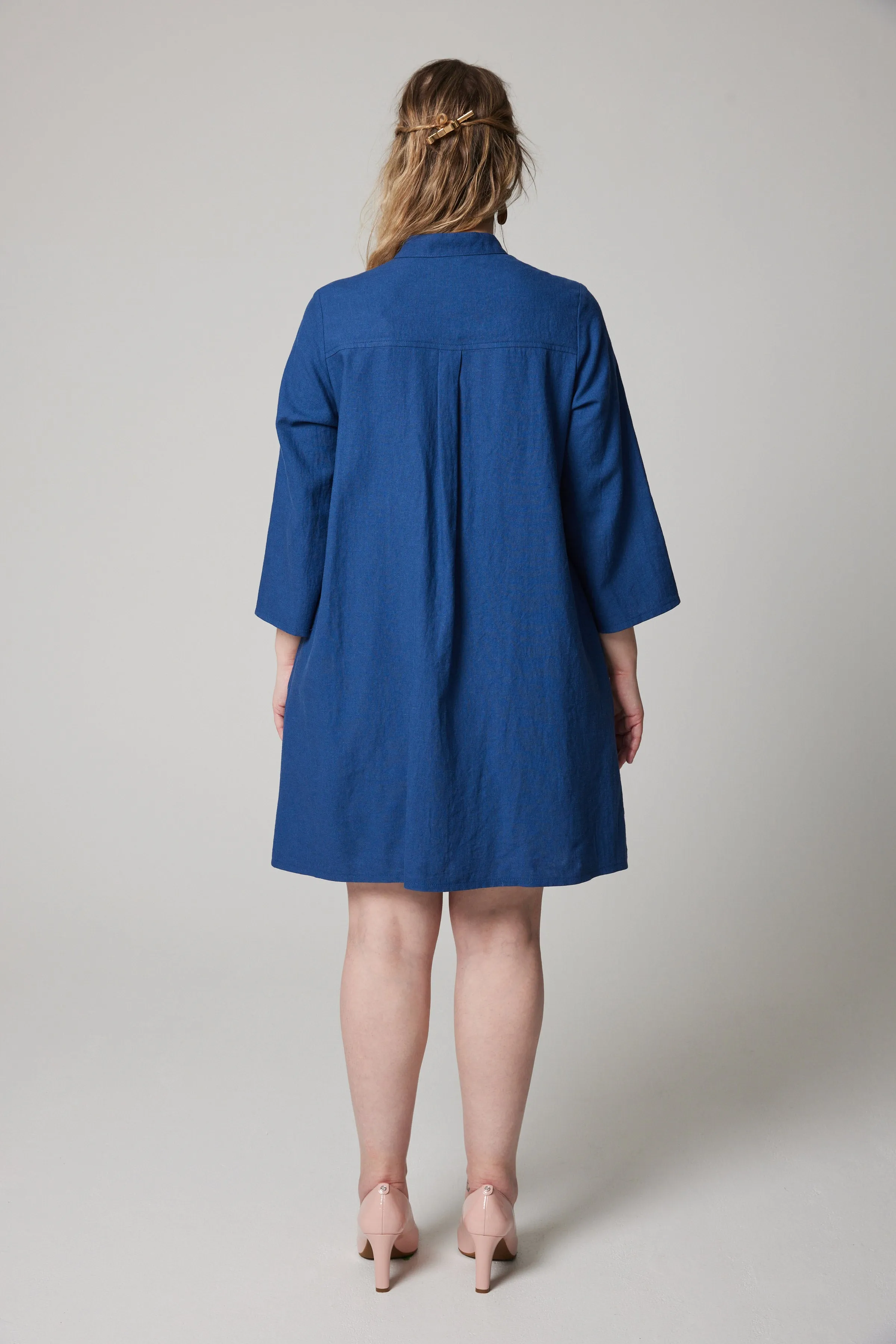 Linen Artist's Blouse - Blue