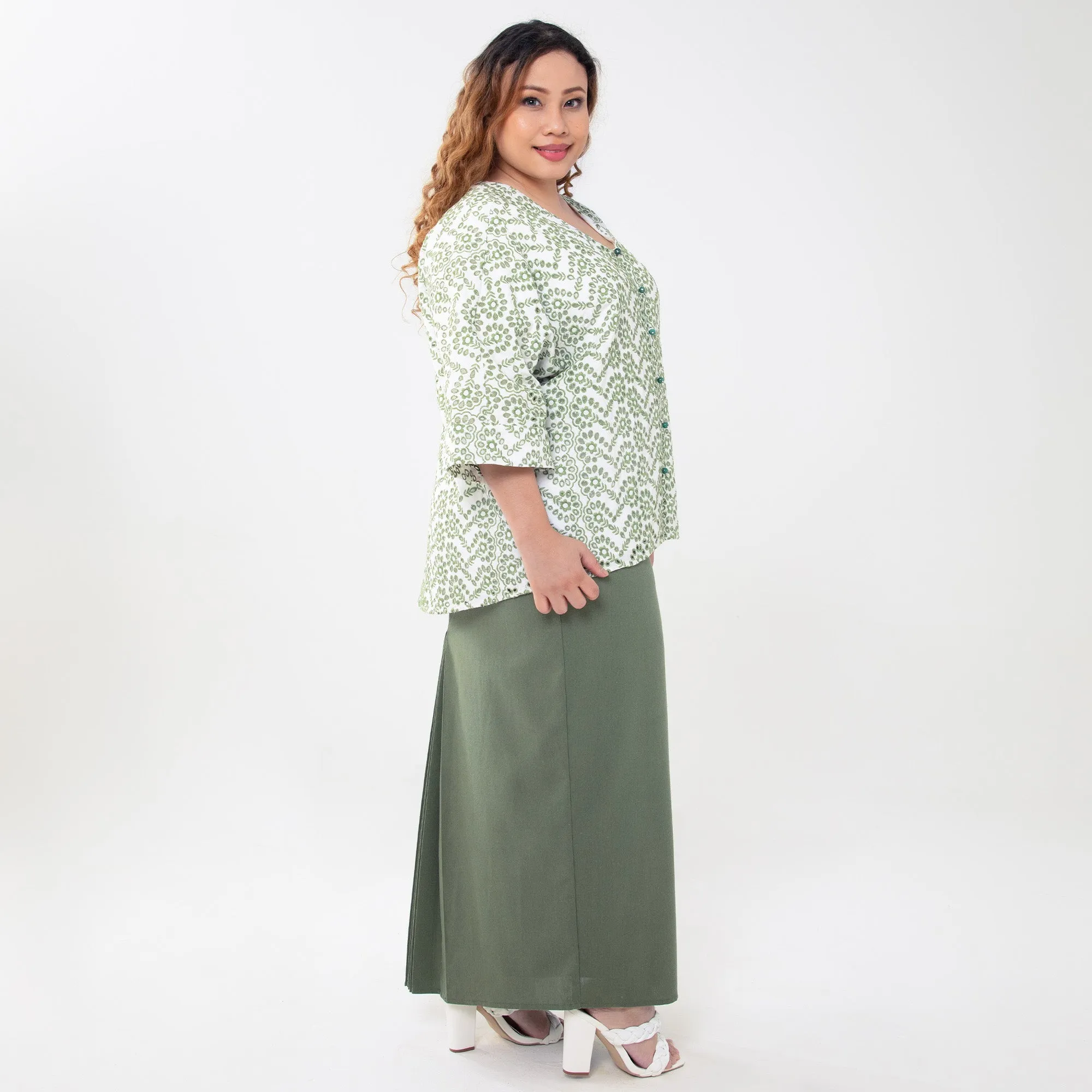 Linen Back Pleated Skirt