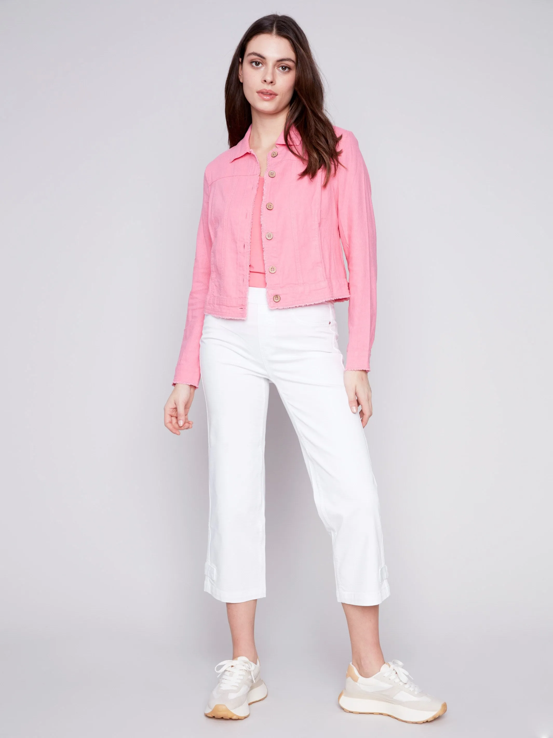 Linen Blend Jacket - Flamingo