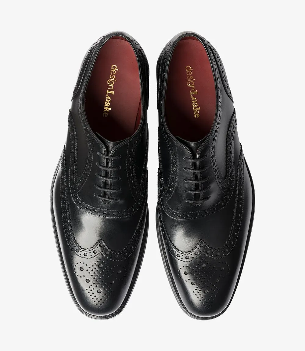 LOAKE - KERRIDGE Stylish Leather Oxford Brogue - Black