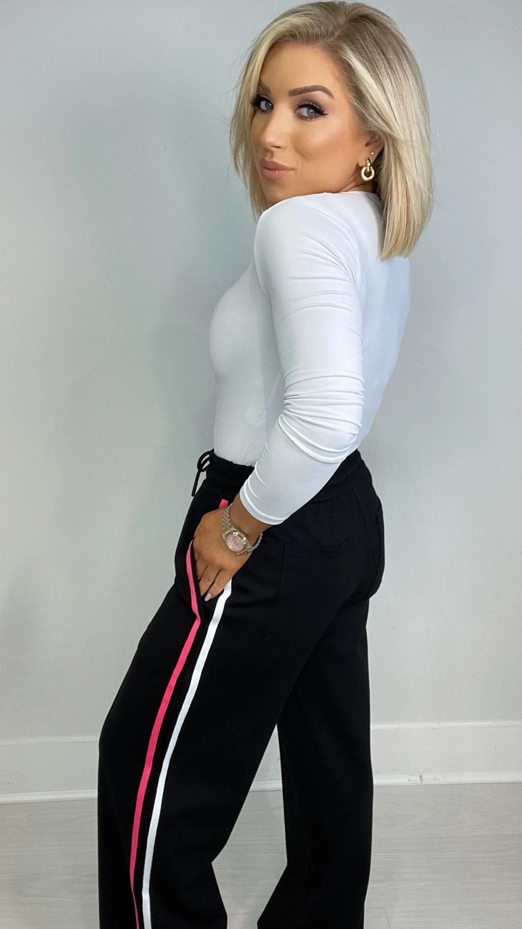 Black & Neon Pop LUNA Sporty Trousers for Women - Stylish Activewear Pants