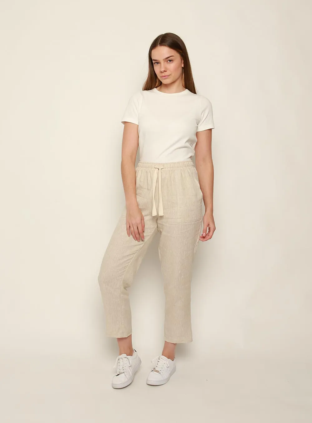 Maya Linen Pant-OATMEAL