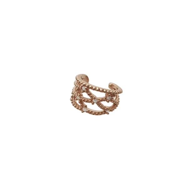 Minimalistic Ear Cuff / Snug CZ Rose Gold Plated Sterling Silver