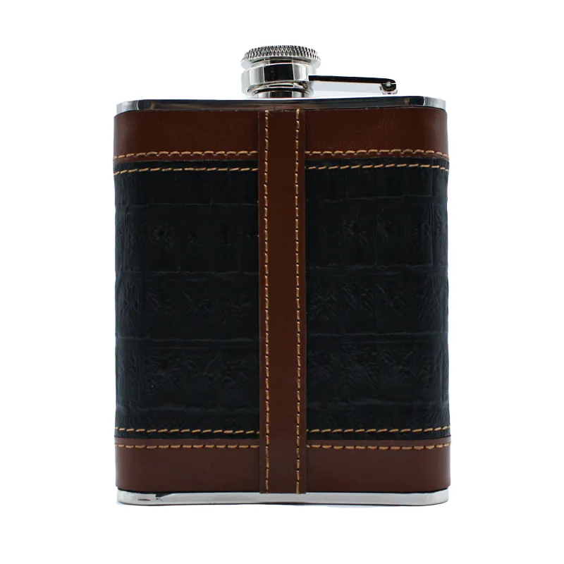 Mullingar Pewter  Black Whiskey Leather Flask