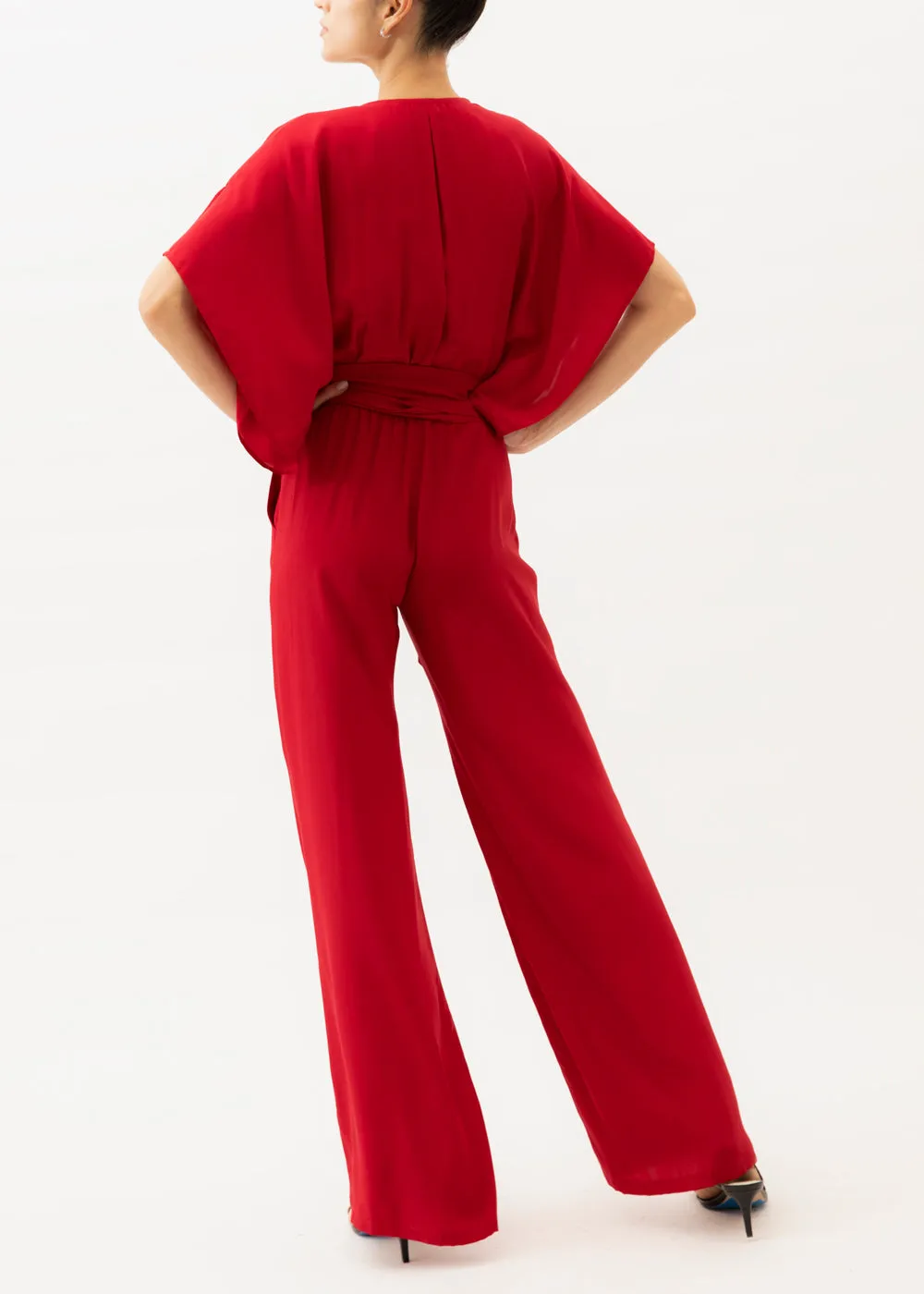 Natasha Red Silk Jumpsuit