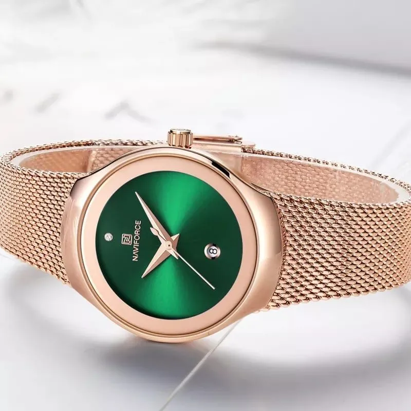 Naviforce Lady Stylish Bracelet Watch - GREEN FACE