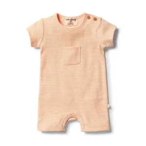 Organic Stripe Rib Growsuit - Marigold