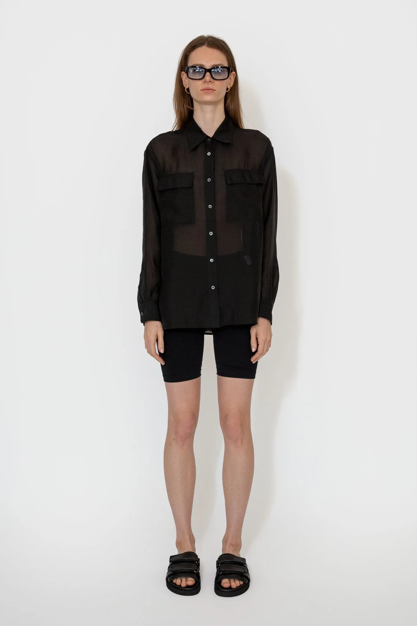 Organza Sheer Blouse in Black