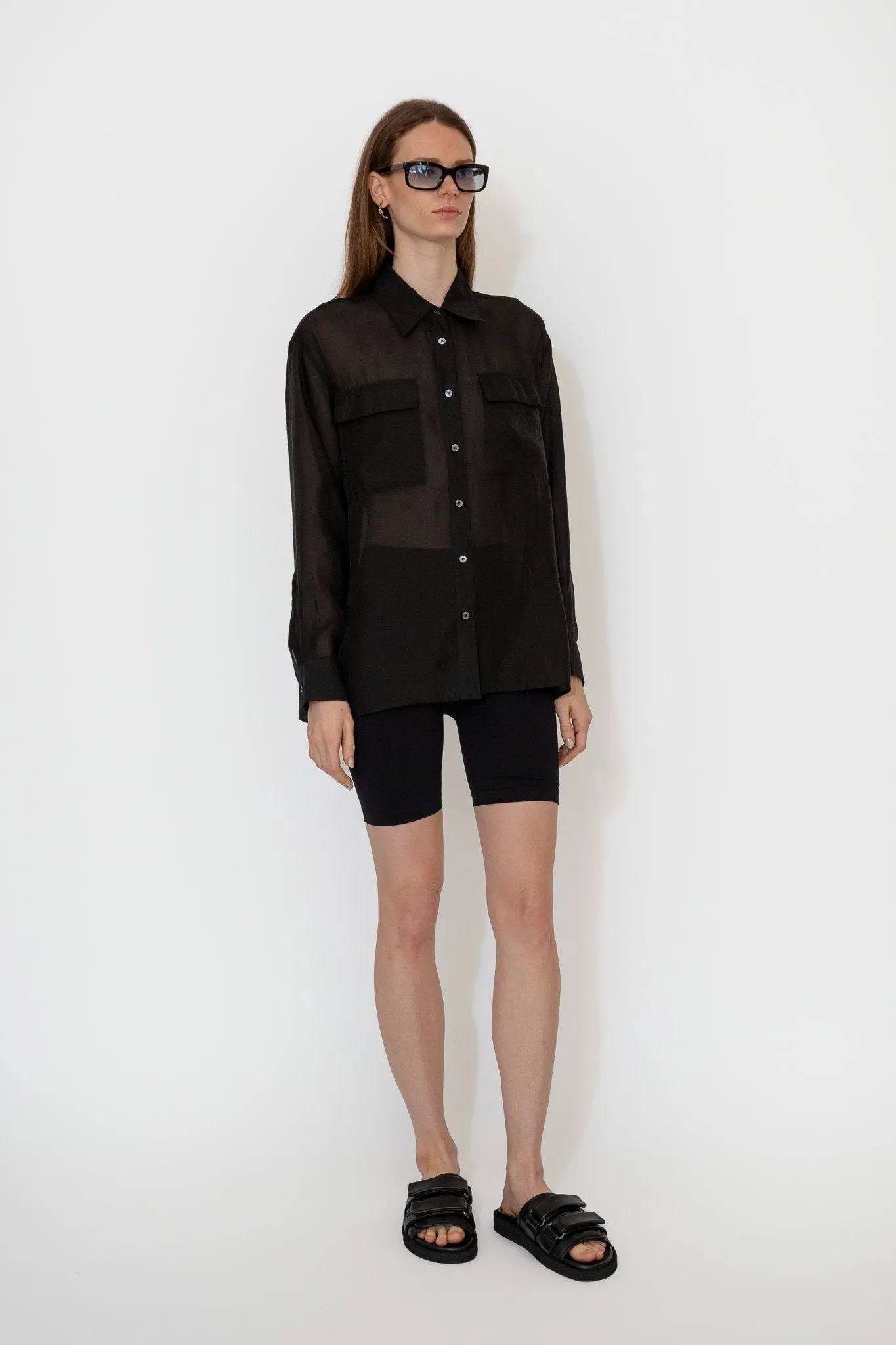 Organza Sheer Blouse in Black