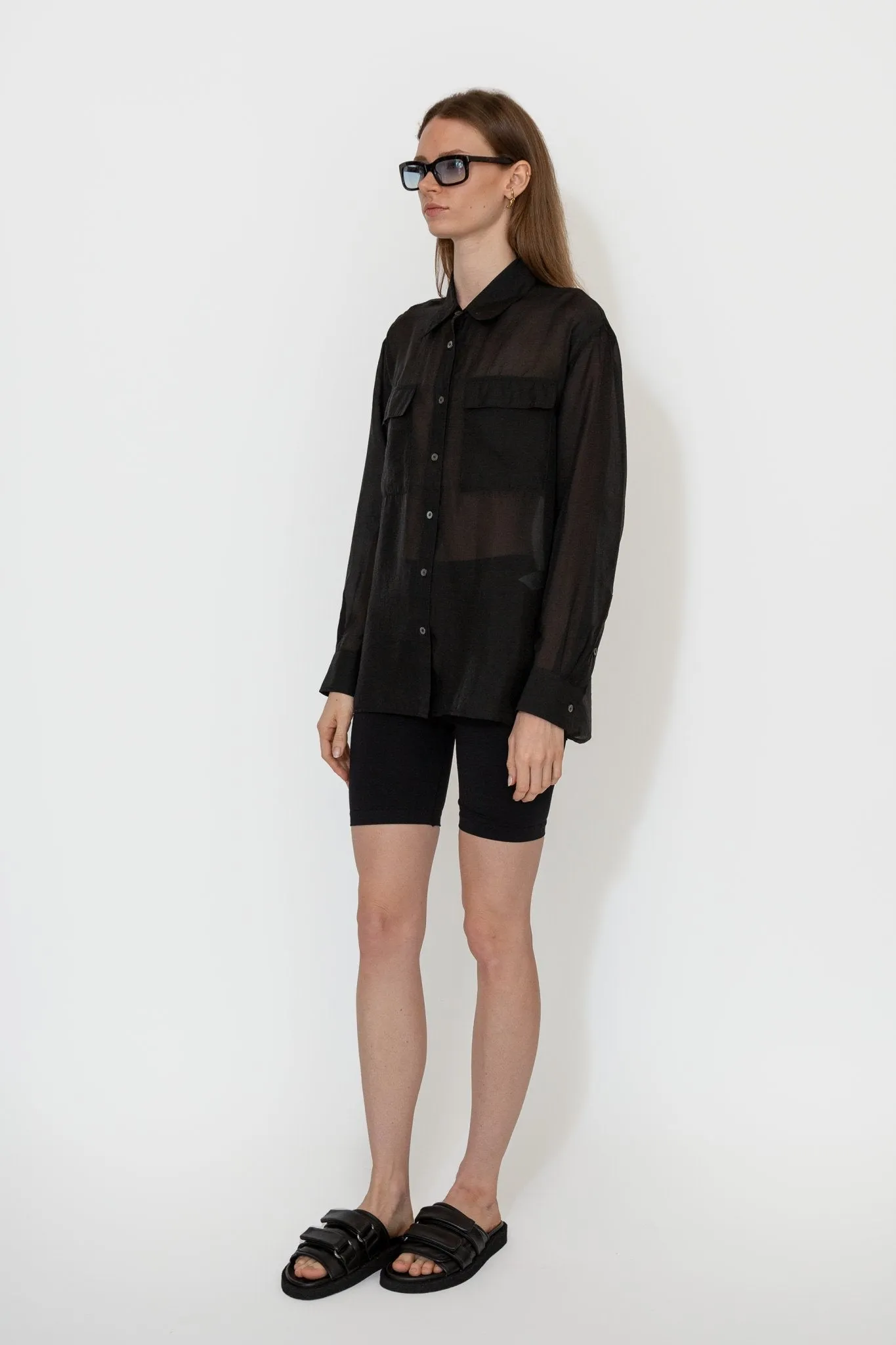 Organza Sheer Blouse in Black