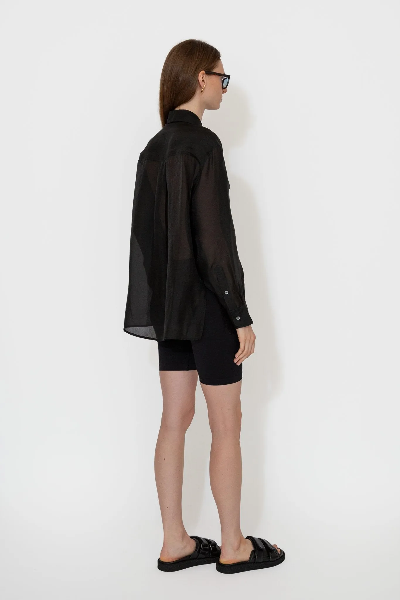 Organza Sheer Blouse in Black