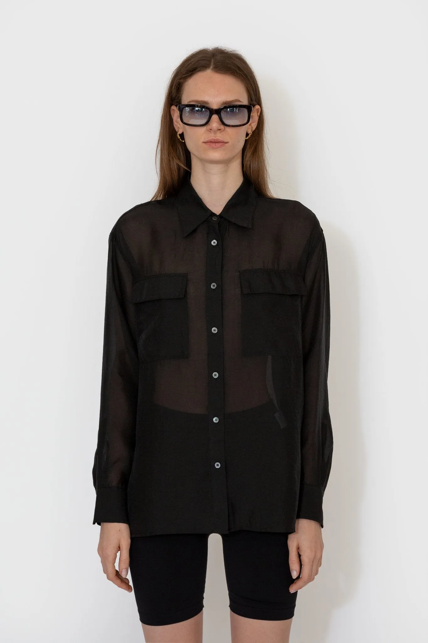 Organza Sheer Blouse in Black