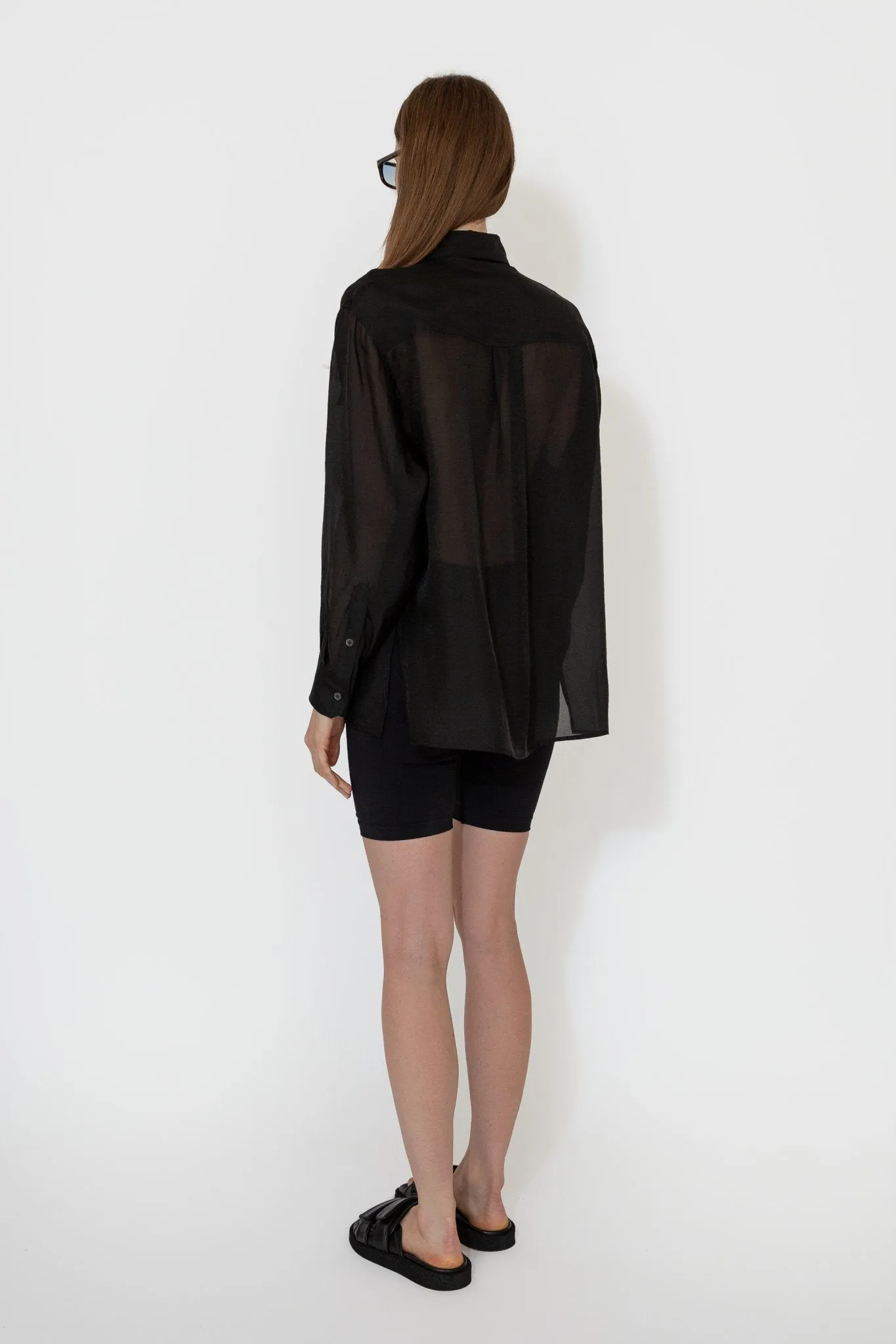 Organza Sheer Blouse in Black