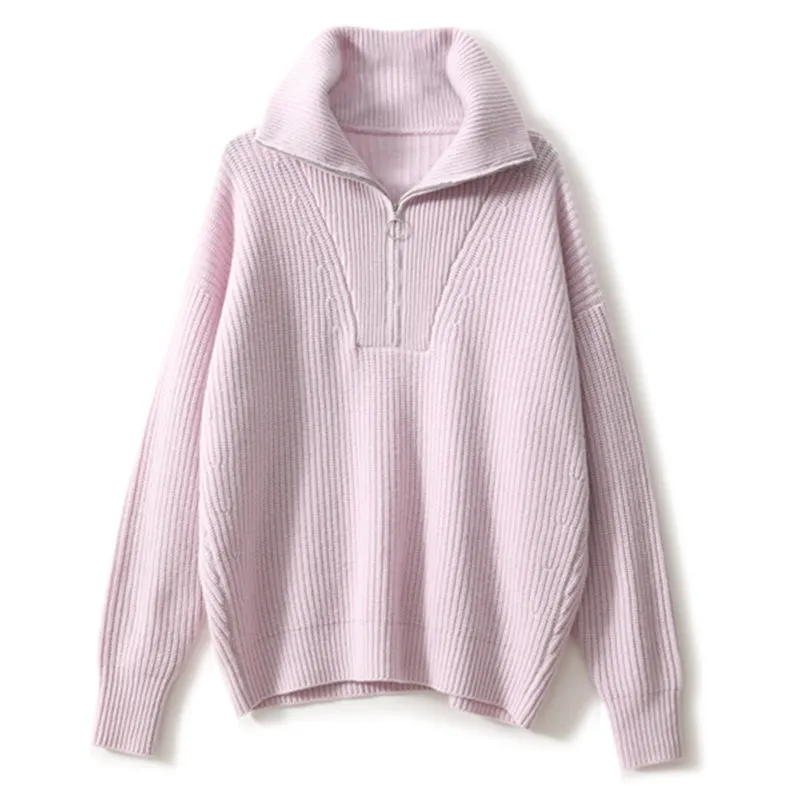 Oversized Sporty Quarter Zip Pullover Sweater