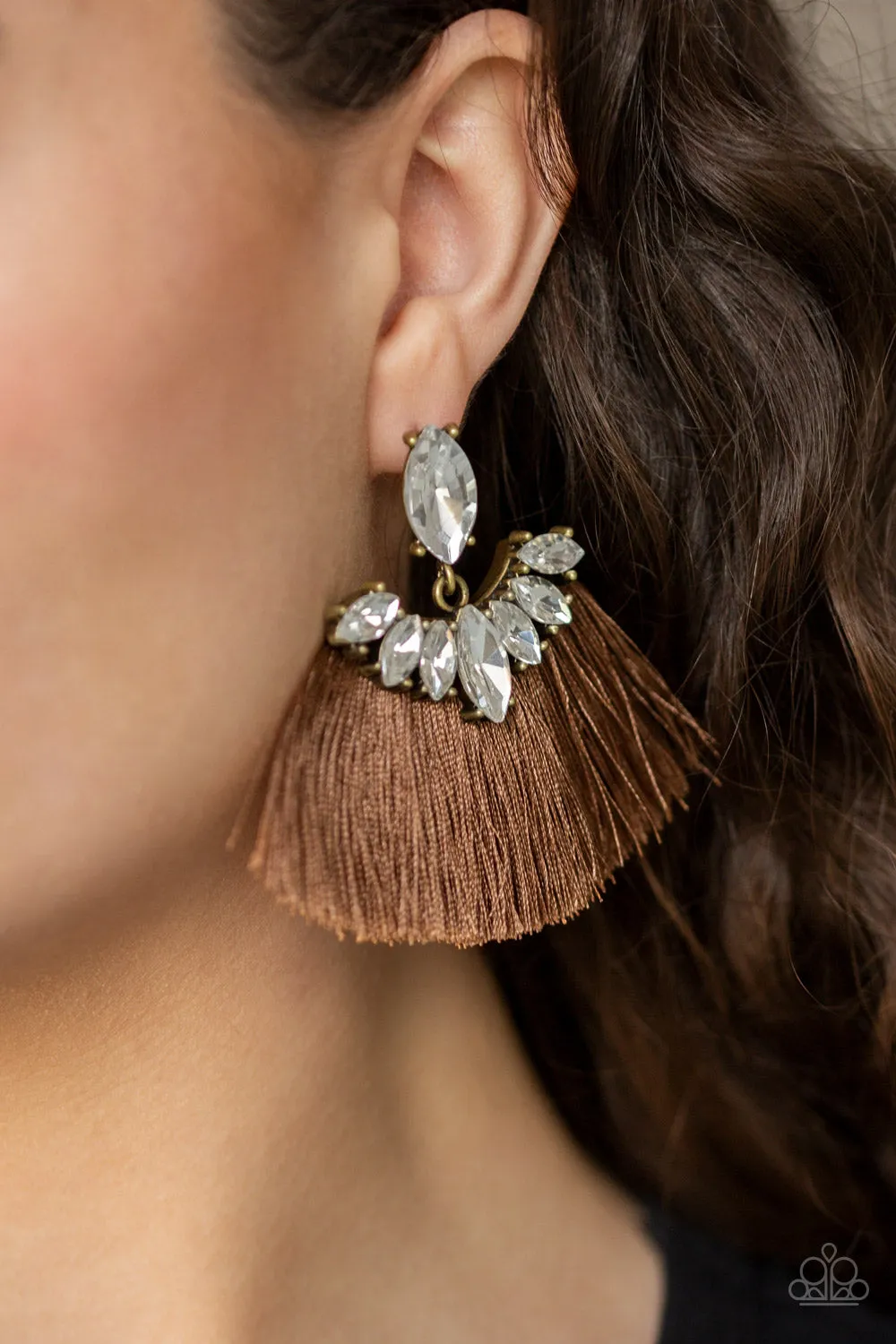 Paparazzi Accessories  - Formal Flair #E29 Bin - Brown Earring