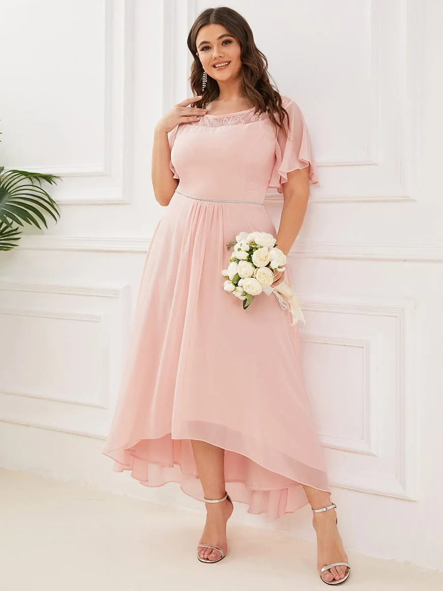 Plus Size Boat Neck Formal Dress with Sleeves