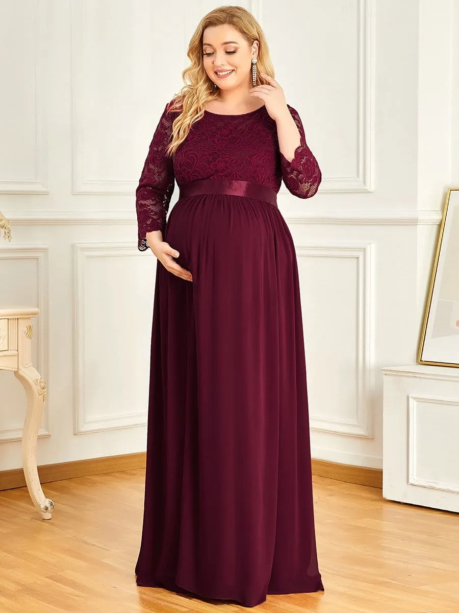 Plus Size Long Lace Sleeve Maternity Formal Dresses