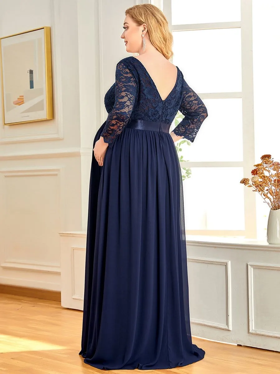 Plus Size Long Lace Sleeve Maternity Formal Dresses