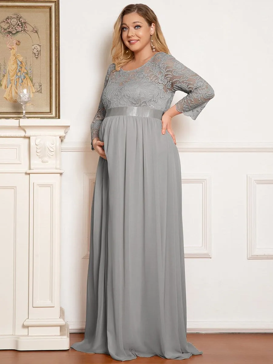 Plus Size Long Lace Sleeve Maternity Formal Dresses