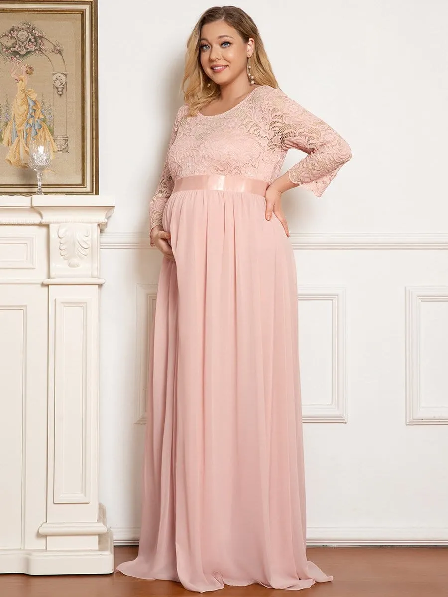 Plus Size Long Lace Sleeve Maternity Formal Dresses