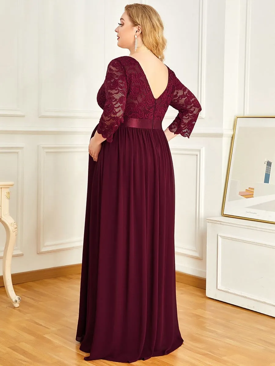 Plus Size Long Lace Sleeve Maternity Formal Dresses