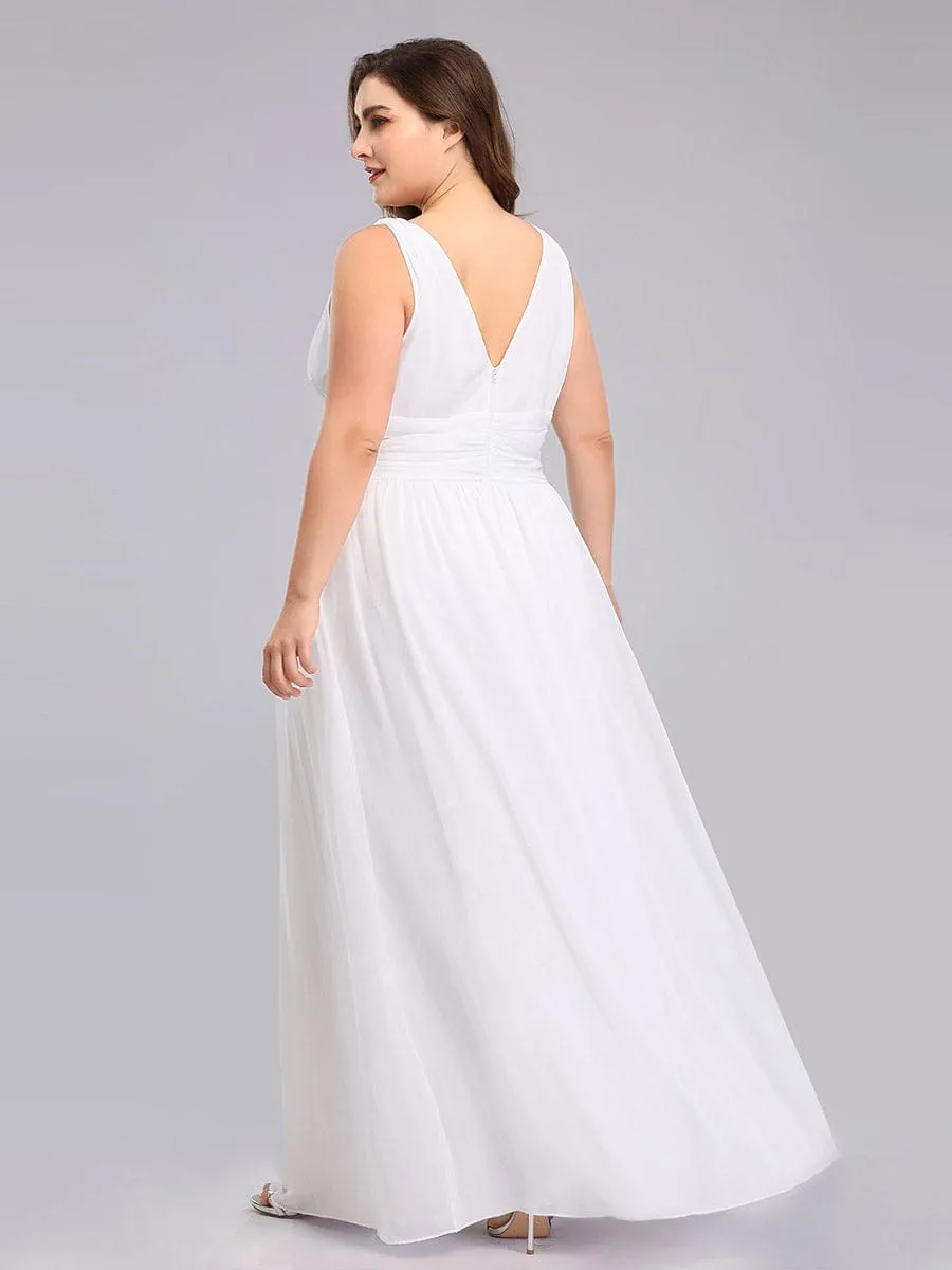 Plus Size Sleeveless V-Neck Chiffon Semi Formal Maxi Dress