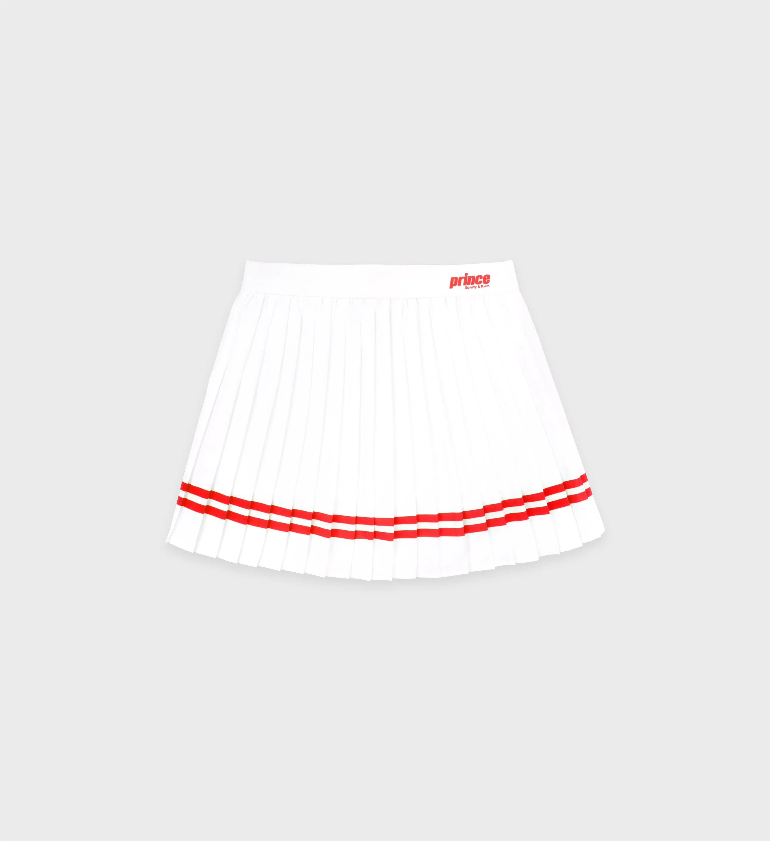 Prince Sporty Pleated Skirt - White/Red