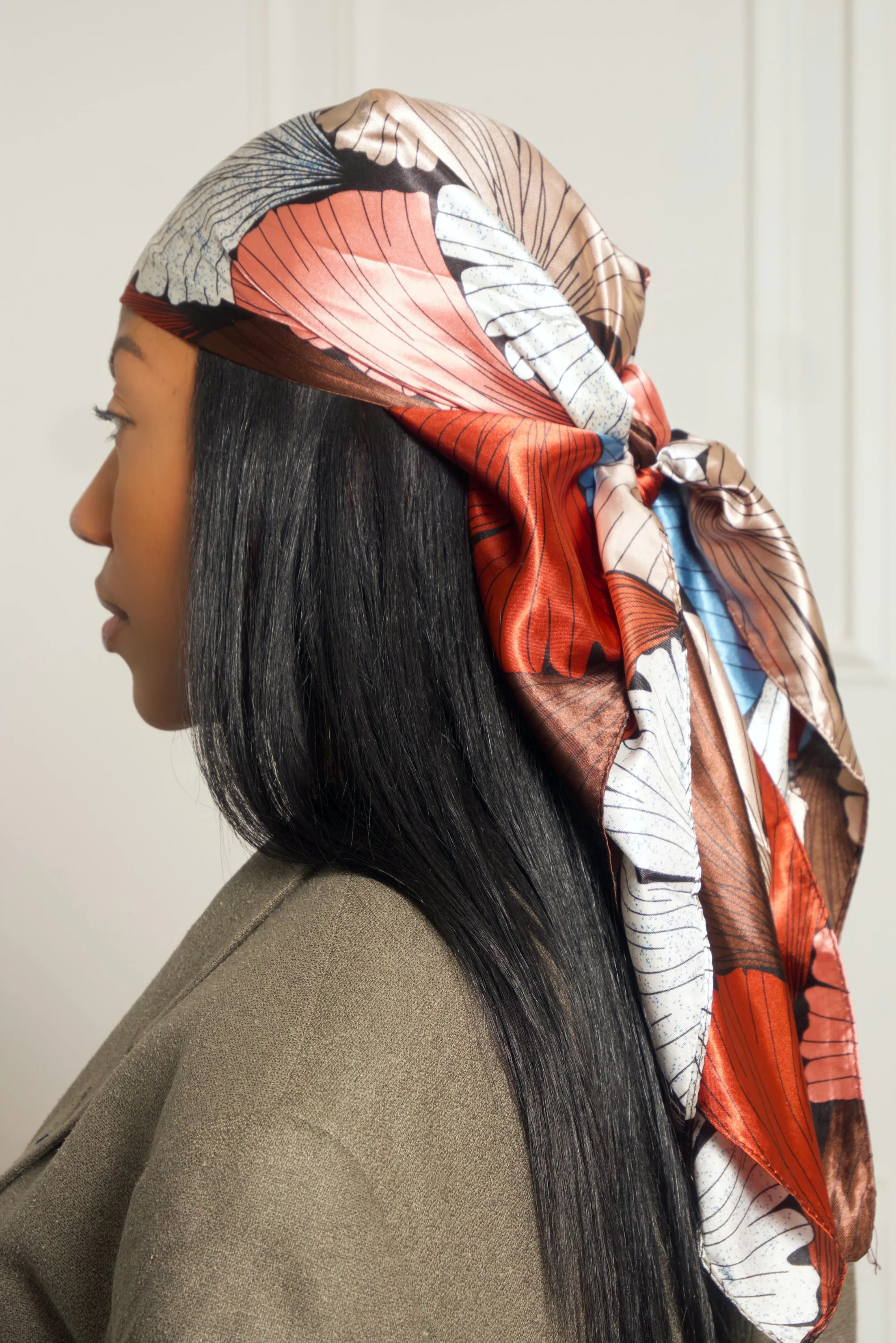 Red Paisley Silk Headscarf